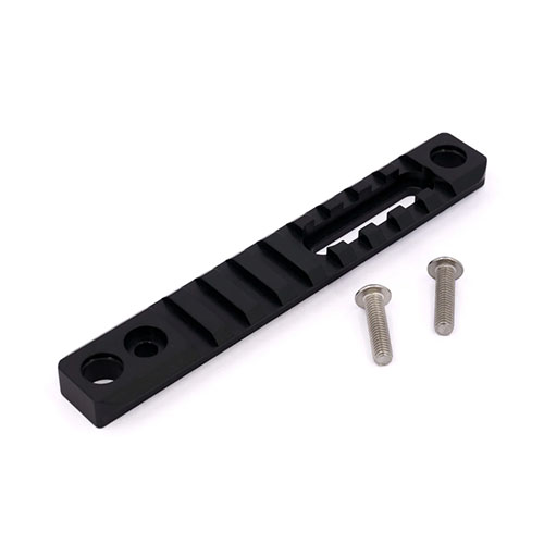 OBI Picatinny Rail 5 tommer er laget av slitesterk 6061 aluminium, gir flere monteringsmuligheter og veier lite for bedre håndtering og balanse.